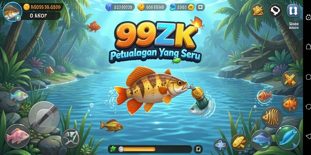 Gameplay 999ZK yang mendebarkan saat memancing di laut.
