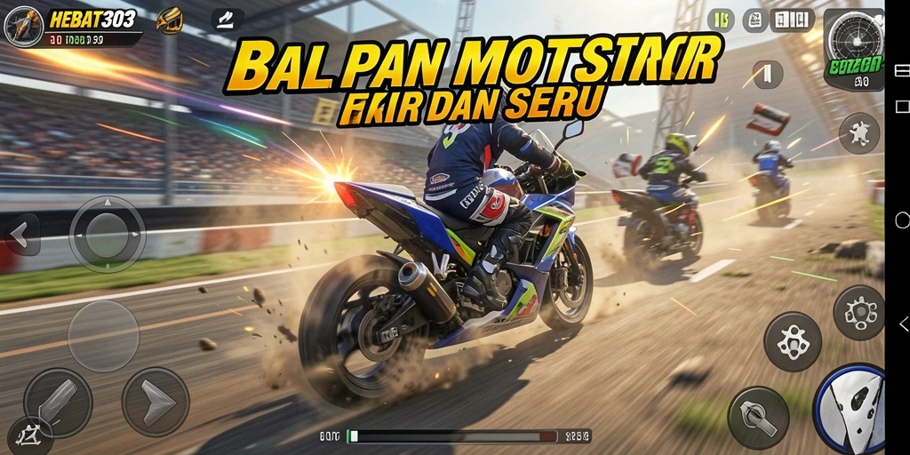 Tampilan menakjubkan dari gameplay HEBAT303 dalam balapan motor.