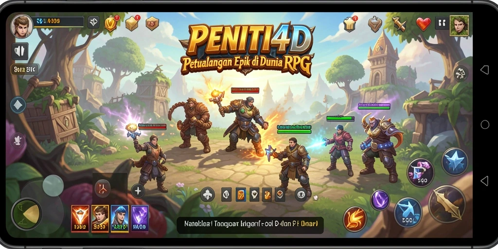 Tampilan gameplay utama dari PENITI4D menampilkan petualangan RPG yang mendebarkan.