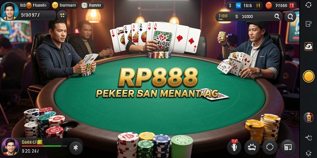 Tampilan gameplay seru dengan suasana poker yang menegangkan.