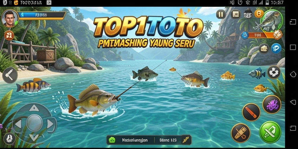 Gameplay seru memancing ikan besar di laut.
